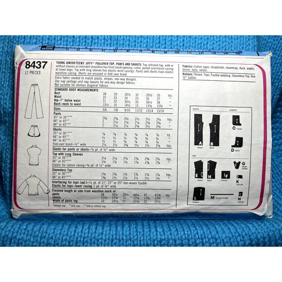 Simplicity 8437 Pattern Girls top pants shorts size 10 - Picture 3 of 5